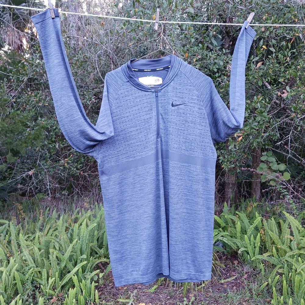 Nike Golf Dri FIT Embroidered Shirt Flex Knit Half-Zip Long Sleeve Men Large